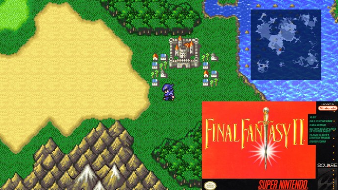 The cover of FINAL FANTASY II and a screenshot from the game. 